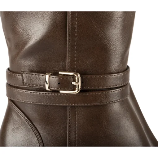 Bottes MARRON Femme Motif Uni A Enfiler