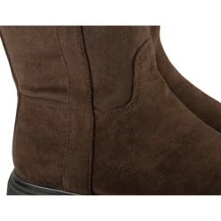 Bottes MARRON Femme Motif Uni Fermeture éclair