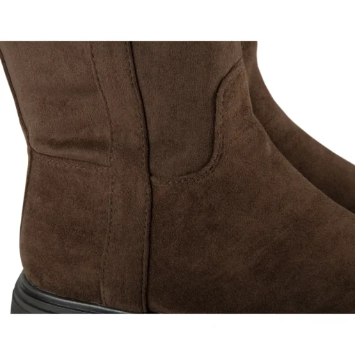 Bottes MARRON Femme Motif Uni Fermeture éclair