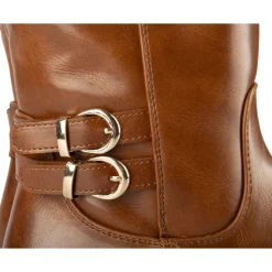 Bottes MARRON Femme Motif Uni Fermeture éclair