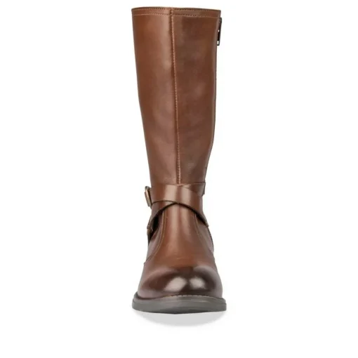 Bottes MARRON Fille CUIR Motif Uni Fermeture éclair