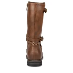 Bottes MARRON Fille Motif Uni Fermeture éclair
