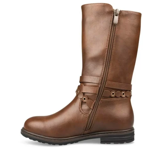 Bottes MARRON Fille Motif Uni Fermeture éclair
