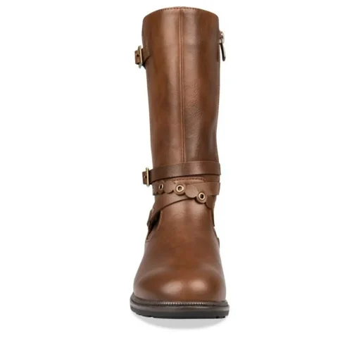 Bottes MARRON Fille Motif Uni Fermeture éclair