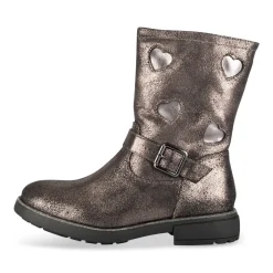 Bottes METALLISE Fille Motif Coeurs Fermeture éclair