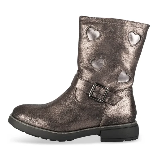 Bottes METALLISE Fille Motif Coeurs Fermeture éclair