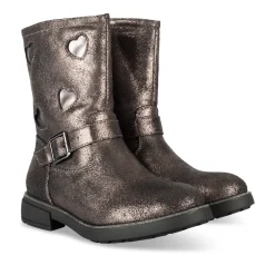 Bottes METALLISE Fille Motif Coeurs Fermeture éclair