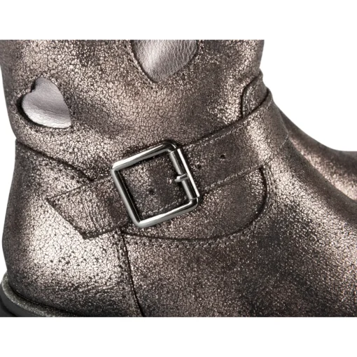 Bottes METALLISE Fille Motif Coeurs Fermeture éclair