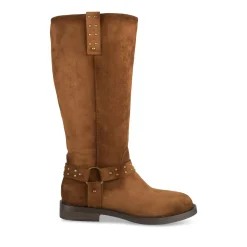 Bottes Motarde COGNAC Femme Motif Uni A Enfiler