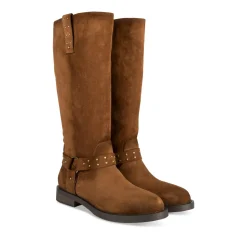 Bottes Motarde COGNAC Femme Motif Uni A Enfiler