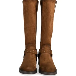 Bottes Motarde COGNAC Femme Motif Uni A Enfiler