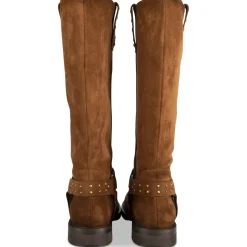 Bottes Motarde COGNAC Femme Motif Uni A Enfiler