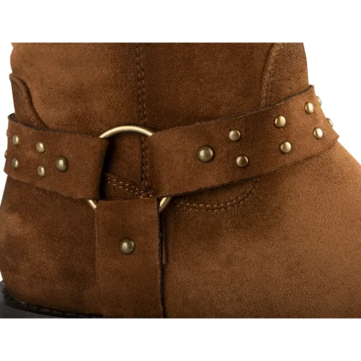 Bottes Motarde COGNAC Femme Motif Uni A Enfiler