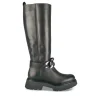Bottes NOIR Femme CUIR Motif Chaîne Fermeture éclair