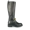 Bottes NOIR Femme CUIR Motif Chaîne Fermeture éclair