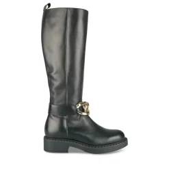 Bottes NOIR Femme CUIR Motif Chaîne Fermeture éclair