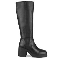 Bottes NOIR Femme CUIR Motif Uni A Enfiler