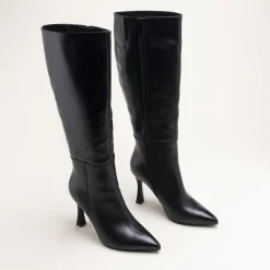 Bottes NOIR Femme CUIR Motif Uni Fermeture éclair