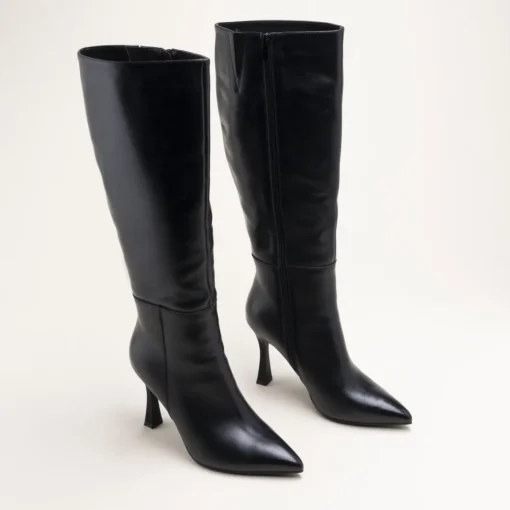 Bottes NOIR Femme CUIR Motif Uni Fermeture éclair