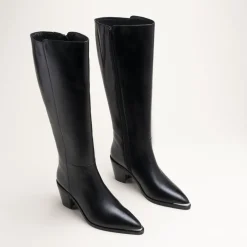 Bottes NOIR Femme CUIR Motif Uni Fermeture éclair