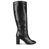 Bottes NOIR Femme CUIR Motif Uni A Enfiler