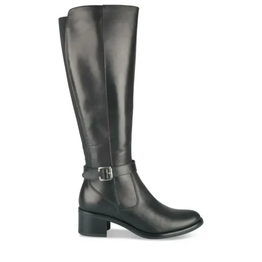 Bottes NOIR Femme CUIR Motif Uni Fermeture éclair