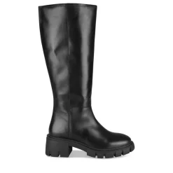 Bottes NOIR Femme CUIR Motif Uni Fermeture éclair