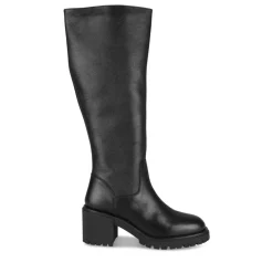 Bottes NOIR Femme CUIR Motif Uni Fermeture éclair