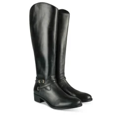 Bottes NOIR Femme CUIR Motif Uni Fermeture éclair