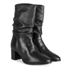 Bottes NOIR Femme CUIR Motif Uni A Enfiler