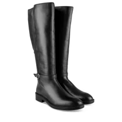 Bottes NOIR Femme CUIR Motif Uni Fermeture éclair