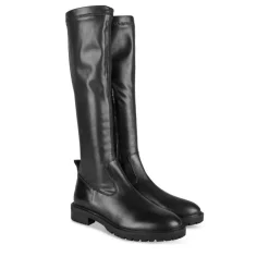 Bottes NOIR Femme CUIR Motif Uni Fermeture éclair