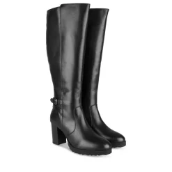 Bottes NOIR Femme CUIR Motif Uni Fermeture éclair