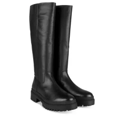 Bottes NOIR Femme CUIR Motif Uni Fermeture éclair