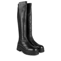 Bottes NOIR Femme CUIR Motif Uni Fermeture éclair