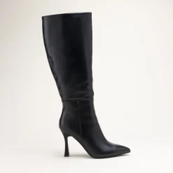 Bottes NOIR Femme CUIR Motif Uni Fermeture éclair