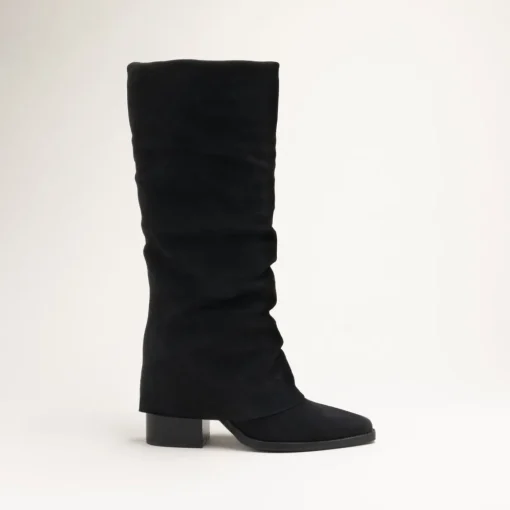 Bottes NOIR Femme CUIR Motif Uni A Enfiler