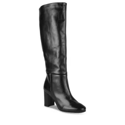 Bottes NOIR Femme CUIR Motif Uni A Enfiler