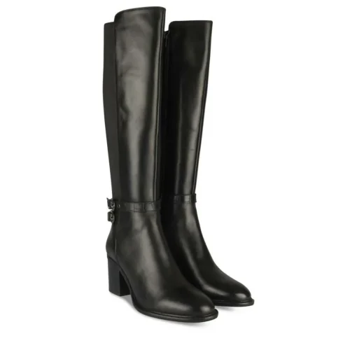 Bottes NOIR Femme CUIR Motif Animal Fermeture éclair