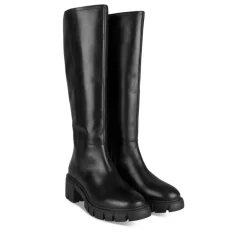 Bottes NOIR Femme CUIR Motif Uni Fermeture éclair