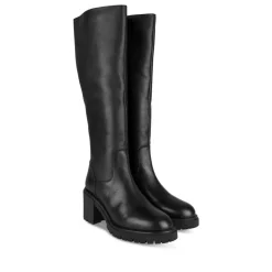 Bottes NOIR Femme CUIR Motif Uni Fermeture éclair