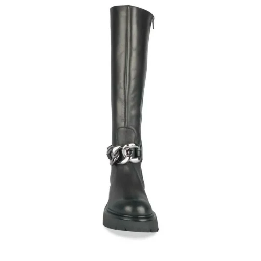 Bottes NOIR Femme CUIR Motif Chaîne Fermeture éclair