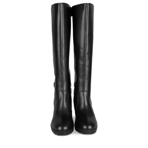 Bottes NOIR Femme CUIR Motif Uni Fermeture éclair