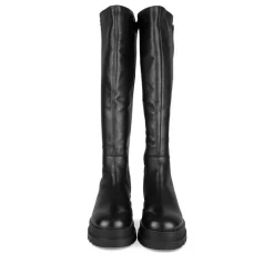 Bottes NOIR Femme CUIR Motif Uni Fermeture éclair