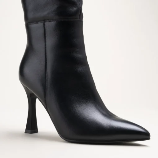 Bottes NOIR Femme CUIR Motif Uni Fermeture éclair