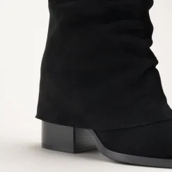 Bottes NOIR Femme CUIR Motif Uni A Enfiler