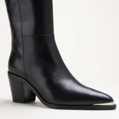 Bottes NOIR Femme CUIR Motif Uni Fermeture éclair