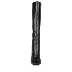 Bottes NOIR Femme CUIR Motif Uni A Enfiler