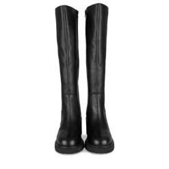 Bottes NOIR Femme CUIR Motif Uni Fermeture éclair