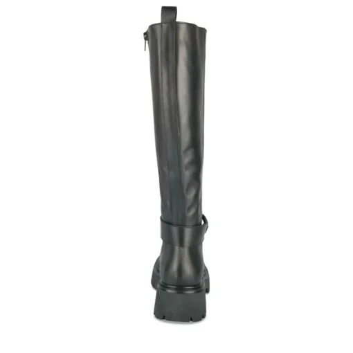 Bottes NOIR Femme CUIR Motif Chaîne Fermeture éclair